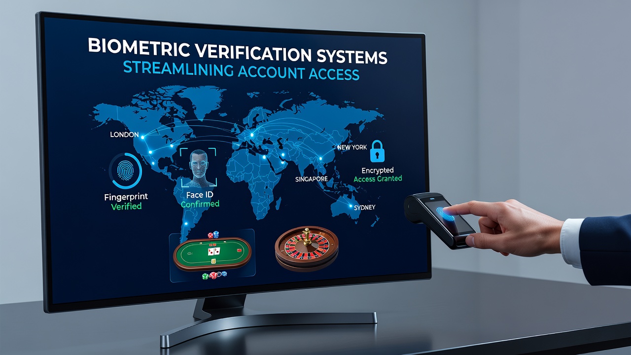 Biometric verification interface on a digital table game platform showing facial recognition login