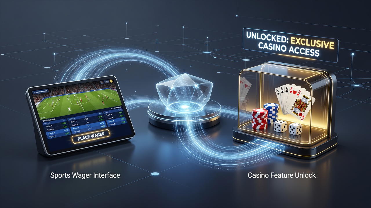Screenshot of a mobile app interface showing sports wager history converting into casino bonus features