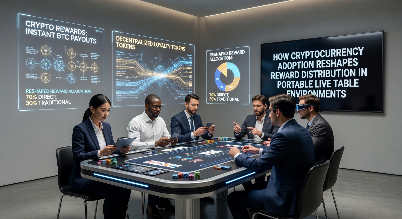 Mobile live table gaming interface showing cryptocurrency reward distribution on a portable device screen