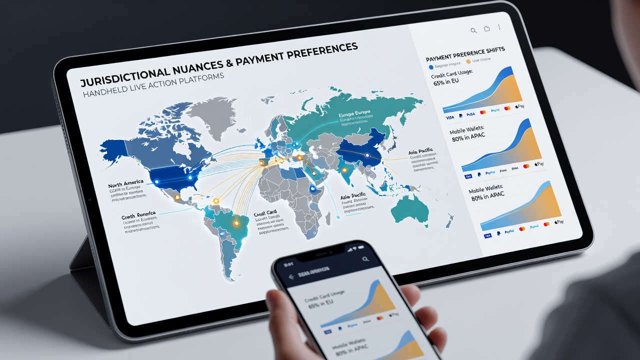 Geographic map overlay on a mobile screen illustrating payment method availability by region