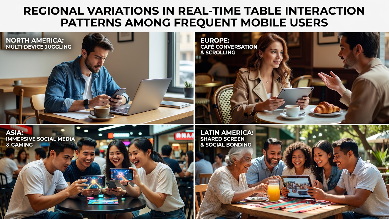 Mobile users engaging with real-time table games across different regions showing varied interaction patterns on smartphones