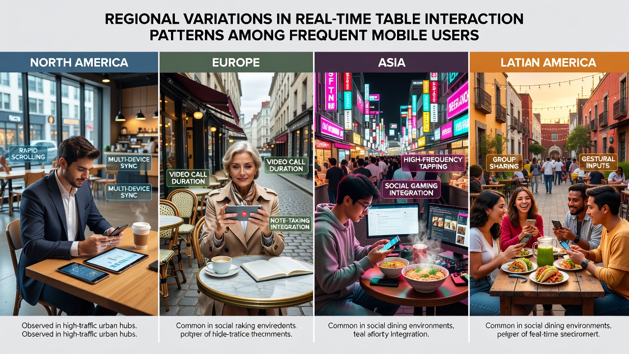 Smartphone screens displaying regional differences in mobile table game interfaces and user engagement metrics