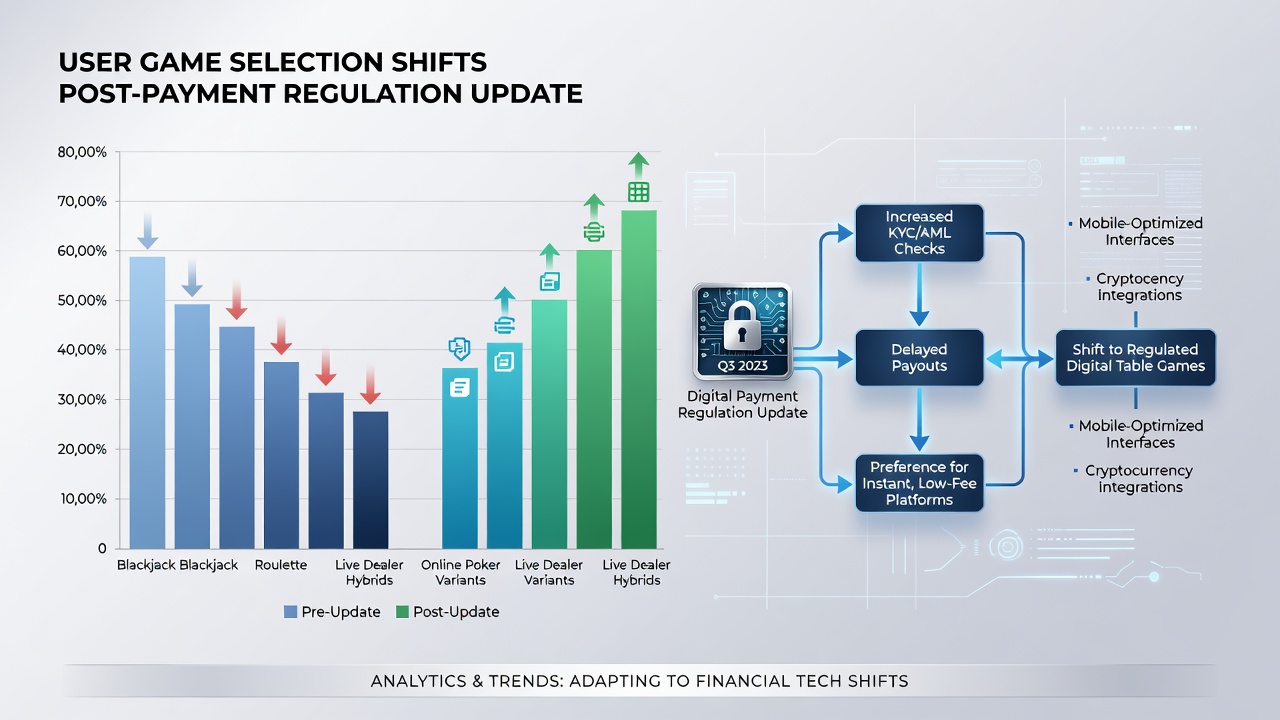 Data visualization chart displaying table game selection trends before and after payment regulation changes
