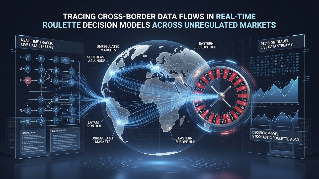 Illustration of data packet routing across international boundaries in gambling platforms